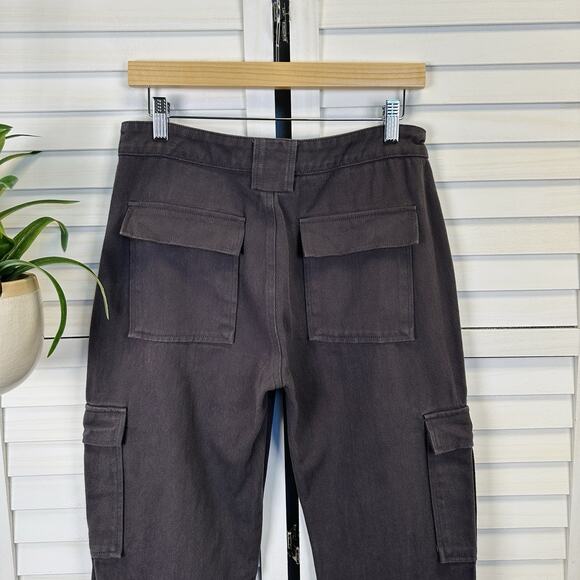 White Fox Someone To You Cargo Pants Charcoal Cotton Twill Flap Pockets Size M - Picture 6 of 10